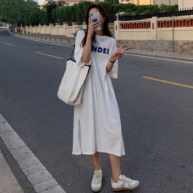 Phong Cách Hàn Quốc Đơn Giản Mùa Hè Mới Váy Ngắn Tay