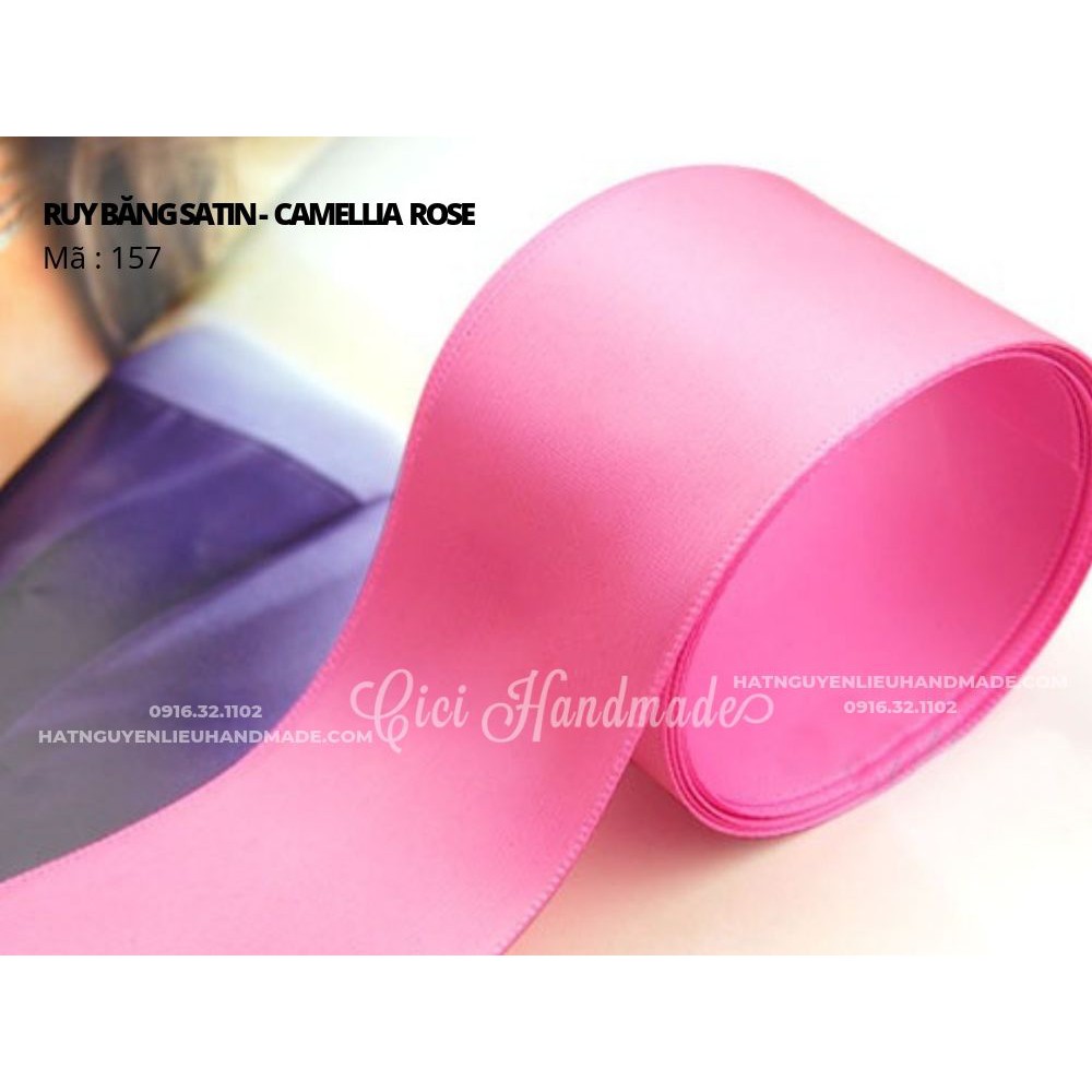 Cuộn 5M Ruy băng Satin 2 mặt màu hồng, đỏ, cam, be - link 1/9 Cici Handmade ruyban gấm hoa lụa ruyban ribbon satin