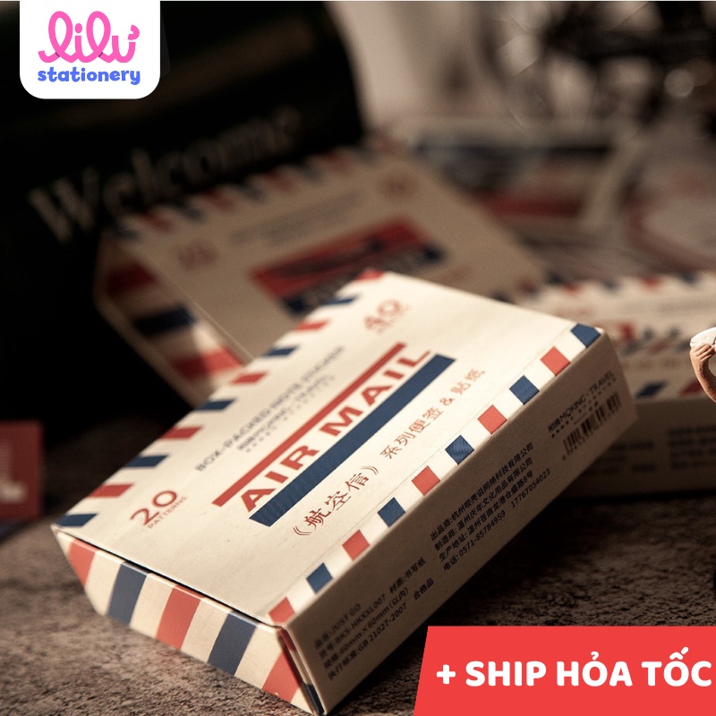 Sticker trang trí và giấy note ghi chú hộp 40 miếng chủ đề AIR MAIL HD125-KD