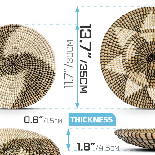 Đĩa cói trang trí chất liệu mây cói mềm tự nhiên trang trí tường, đựng rau củ.