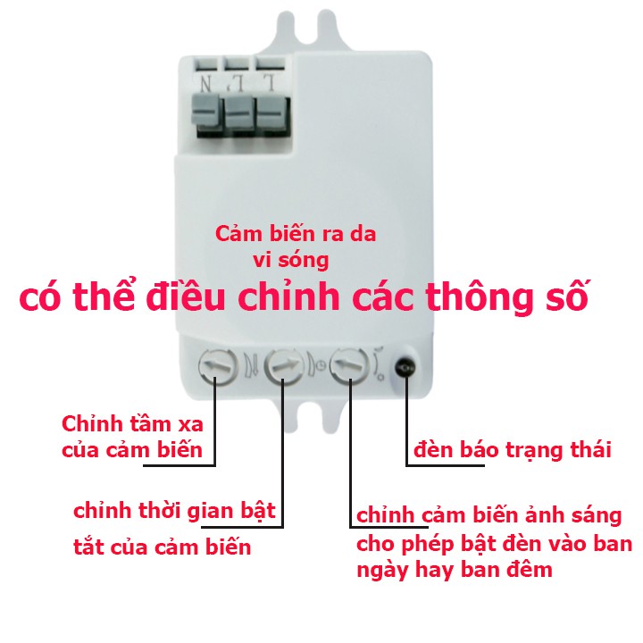 Công tắc cảm ứng chuyển động rada vi sóng 5.8GHZ bật tắt đèn khi có người qua-cảm biến xuyên tường, nhựa, kính mỏng