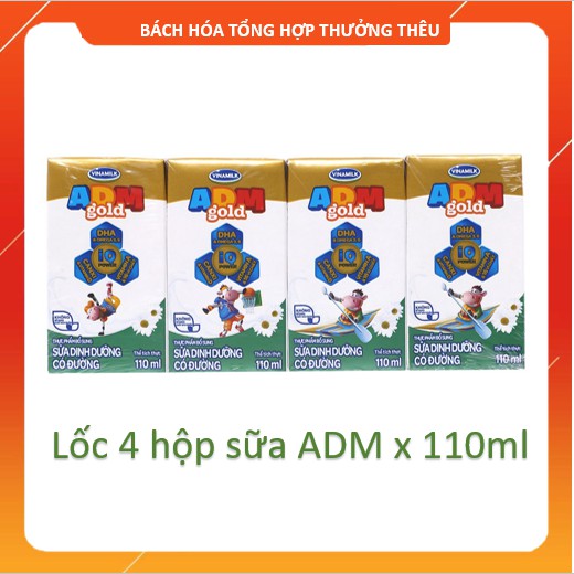 Sữa tươi Dinh Dưỡng ADM Gold Vinamilk Có Đường Lốc 4 hộpx110ml