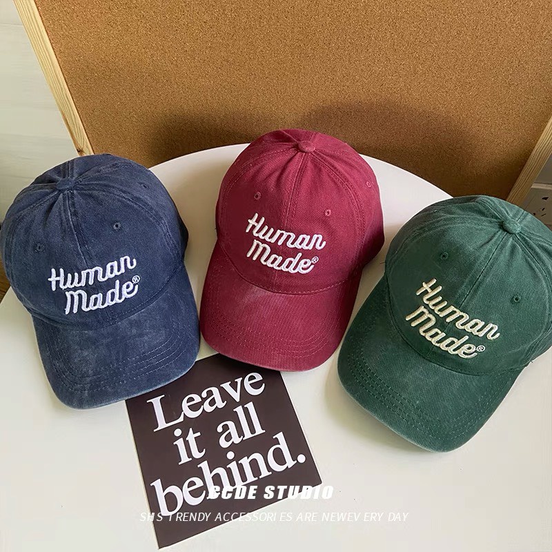 Nón lưỡi trai giả bò loang đủ màu thêu chữ nổi Human cực chất