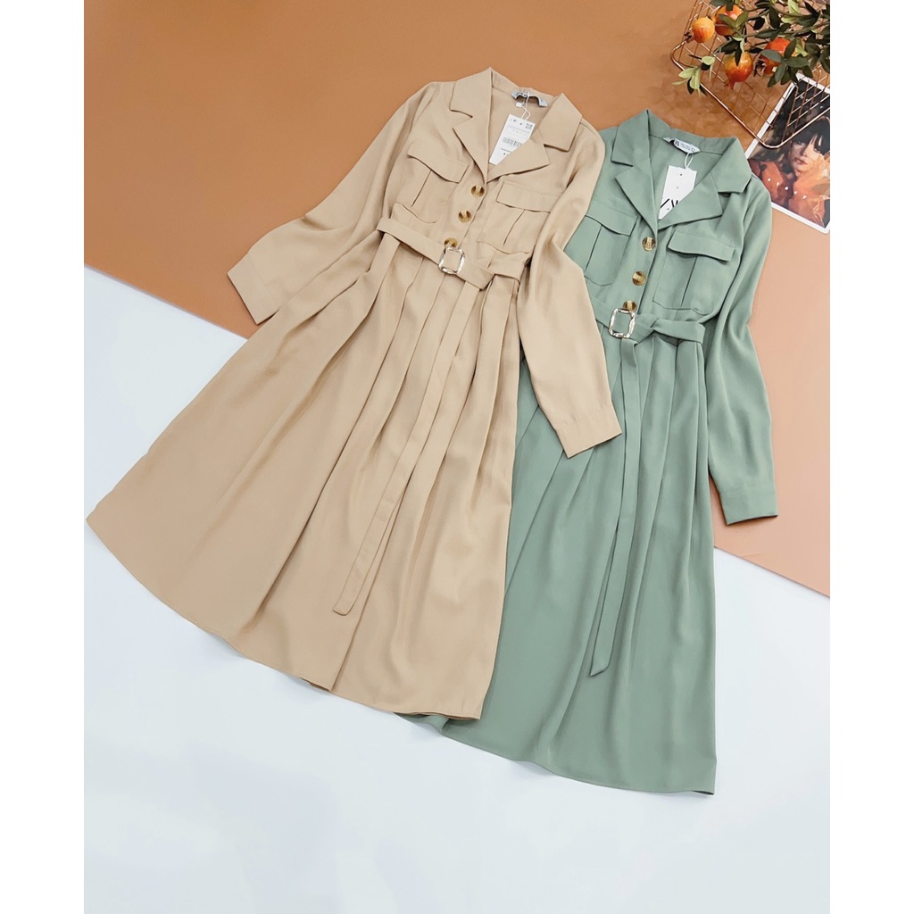 Váy cổ sơ mi kèm belt Zara