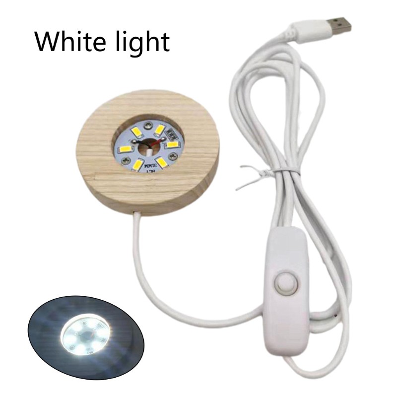 Giá đỡ đèn ngủ hình tròn bằng gỗ có đèn LED