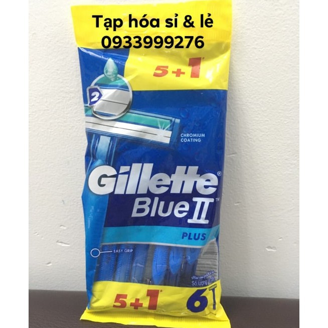 Combo 5 gói dao cạo Blue II gillette 1 gói 6 cây