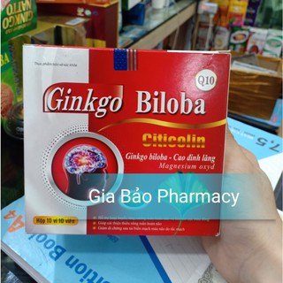Bổ não GINKGO BILOBA Q10 có thêm citicolin giúp tăng cường tuần hoàn não hộp 100 viên