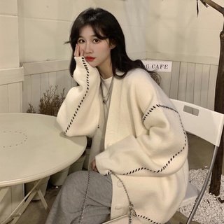 Áo khoác len nữ áo cardigan form rộng phối viền đen trẻ trung năng động - A60
