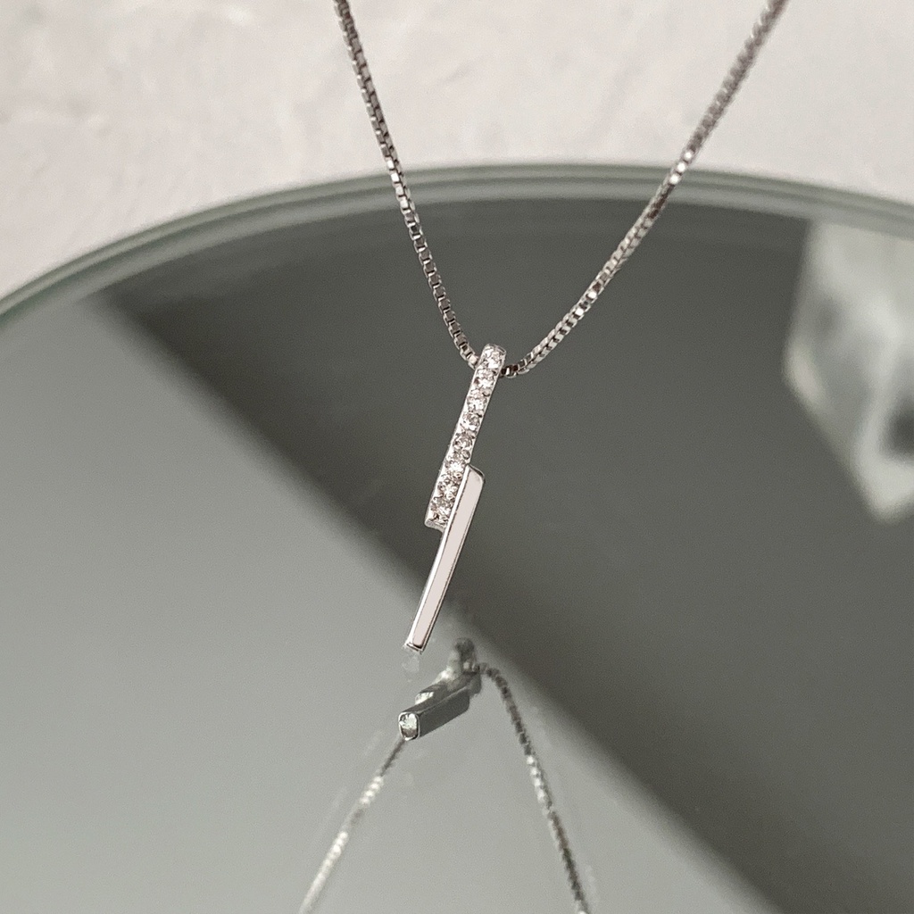 Dây chuyền bạc nữ AURA kiểu dáng vòng cổ mặt tia chớp đính đá lấp lánh-AURASILVER-DC04