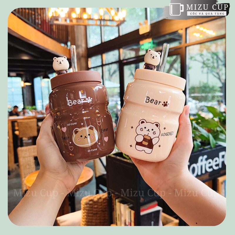 Bình nước gốm sứ cao cấp hình gấu Bear dễ thương |Mizu