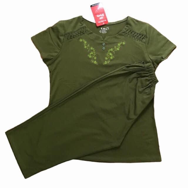 Đồ bộ quần áo trung niên mặc nhà người già cho bà cho mẹ mùa hè vải cotton mát co giãn