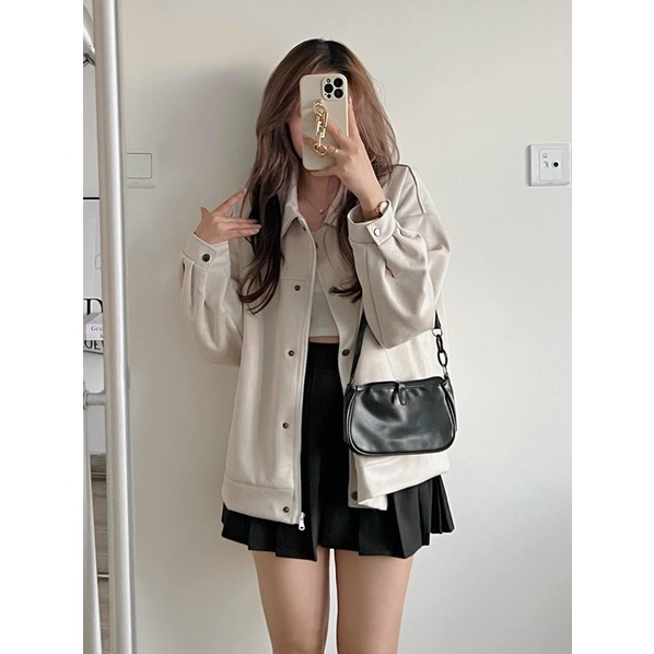 [Ảnh thật/Video]Áo khoác da lộn dày dặn bề mặt mướt hàng Quảng Châu loại 1