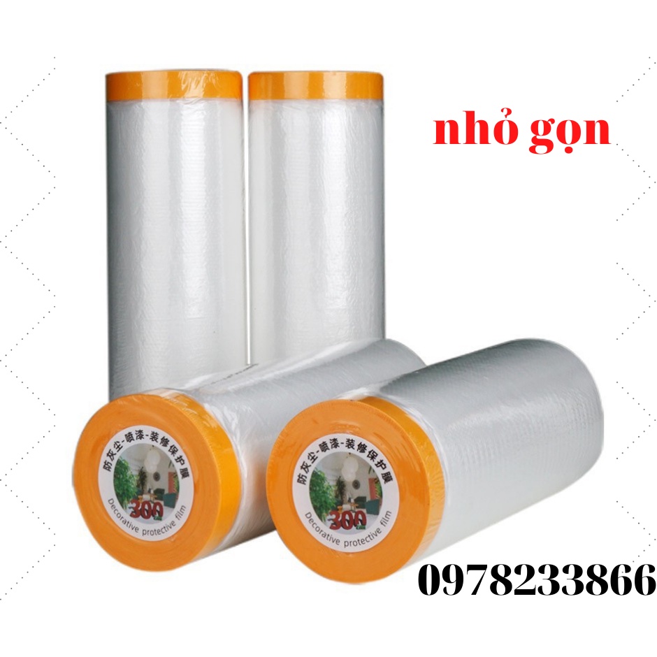 Màng che ngăn sơn đa năng ABA1,1x20, che phủ, ngăn bụi nội thất, rộng 1,1m dài 20m (từ 20cm kéo rộng ra 1,1m)