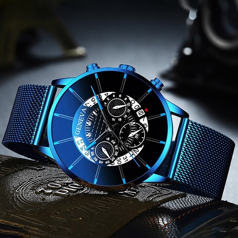 ZOLFA Fashion Mens Mesh Belt Watch Business Date Men Quartz Wrist Watches Analog Clocks Mens Black Watch Đồng hồ nam