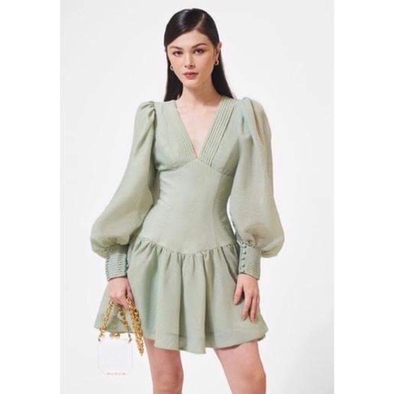 Váy xanh tay bồng