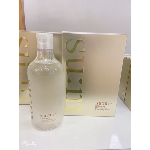 Nước tẩy trang sum:37 400ml date 2024 tăng kèm bông tây trang. Nước tẩy trang đa năng