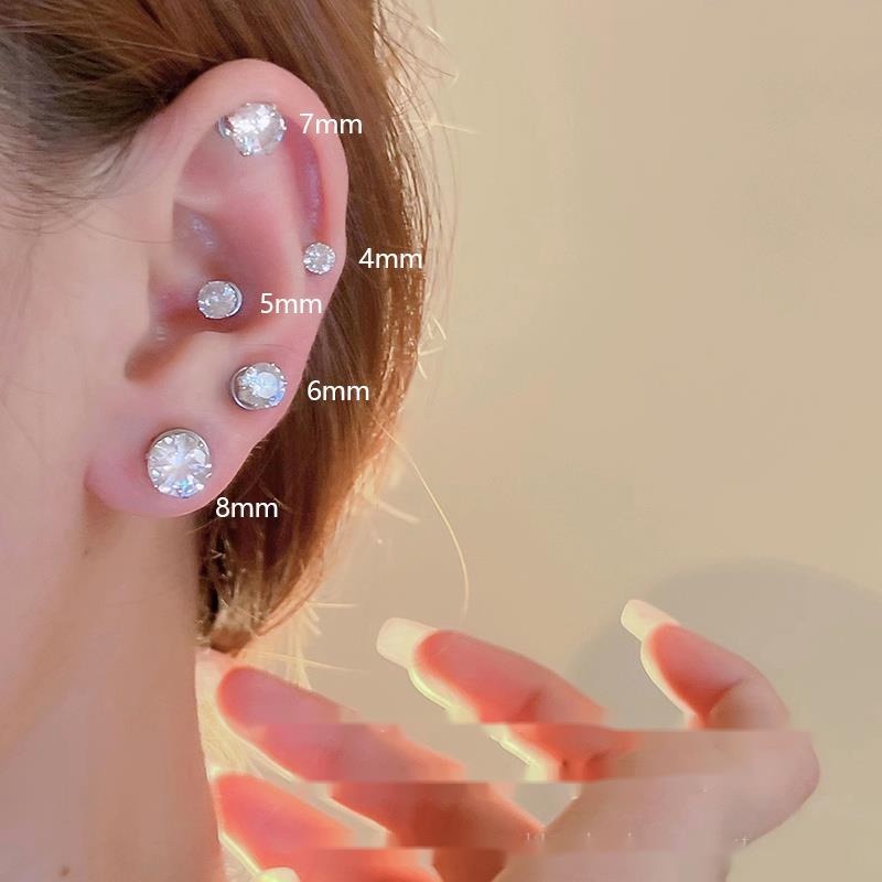 Khuyên Tai Kẹp Đính Đá Zircon Phong Cách hip hop Sang Trọng Tinh Tế Nhẹ Nhàng Dành Cho Bạn Nữ