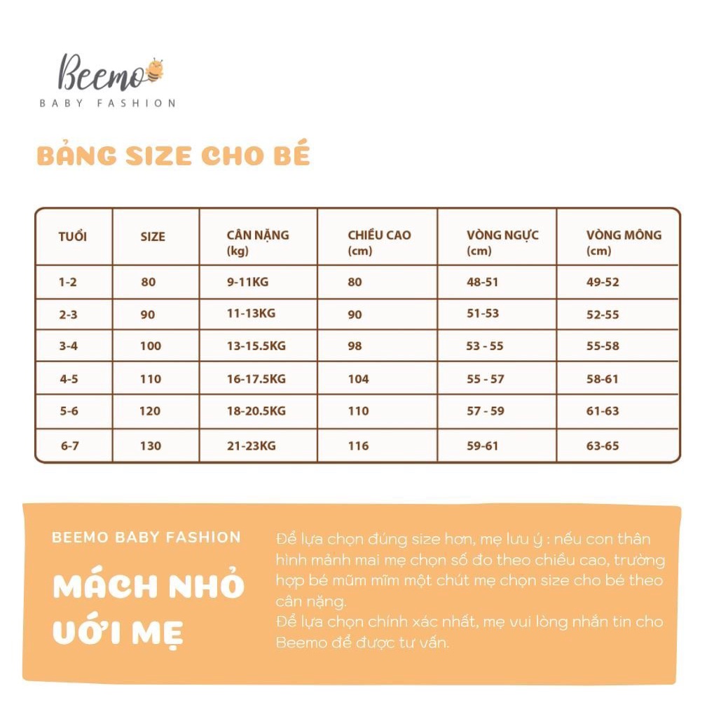 Set bộ trang phục dài tay Beemo cho bé trai, bé gái thể thao phối ngực - 20B086