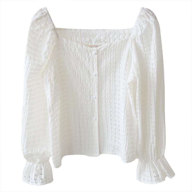 Áo Sơ Mi Cổ Vuông Tay Chuông Siêu Nhẹ Phong Cách Thời Trang Mới 2022 Dành Cho Nữ