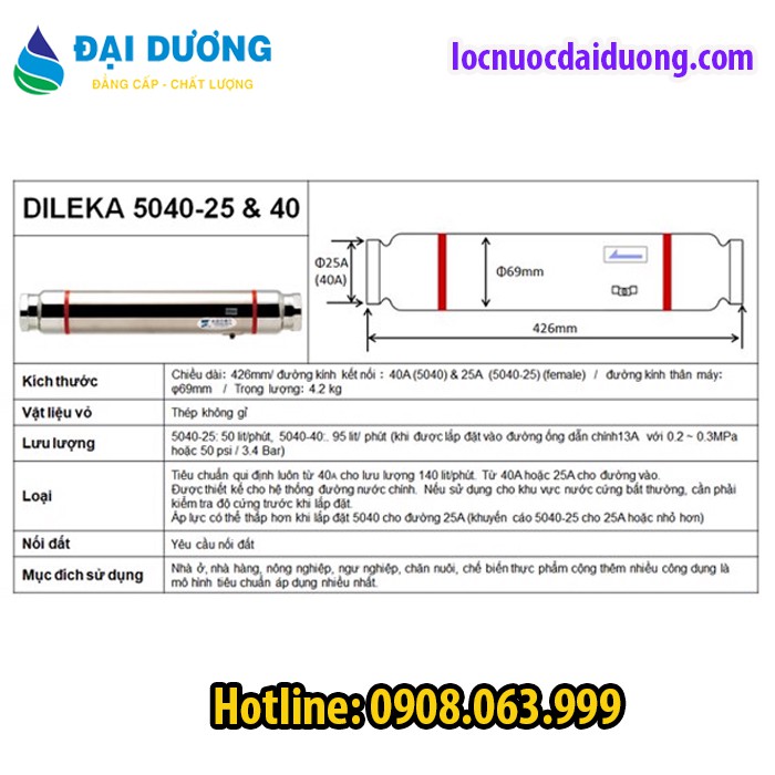 MÁY LỌC NƯỚC ION ÂM DILEKA 5040, ĐẠI LÍ MÁY LỌC NƯỚC VŨNG TÀU, HCM