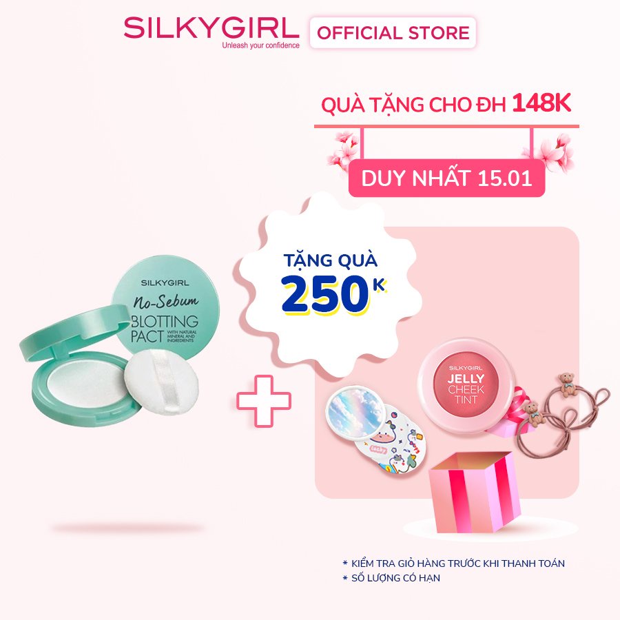 Phấn Phủ Khoáng Kiềm Dầu Dạng Nén Silkygirl No-sebum Blotting Pact 7g