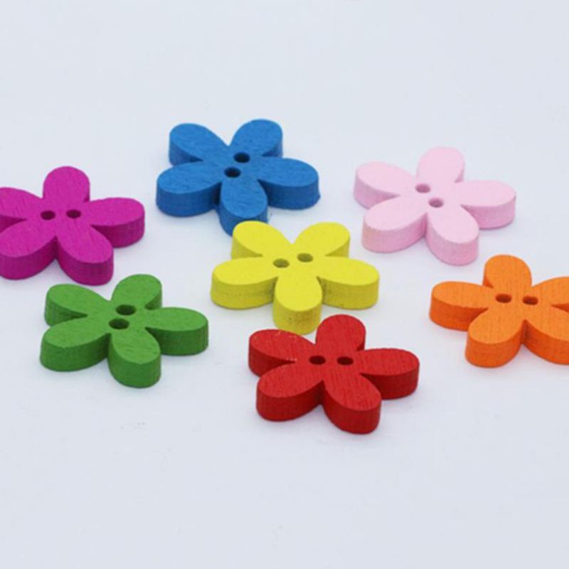 Bộ 100 nút áo gỗ hình hoa 2 lỗ
