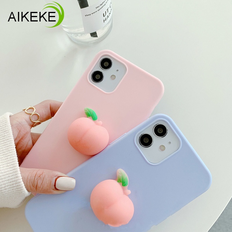 Ốp điện thoại silicon TPU hình quả đào 3D dễ thương cho Samsung Galaxy A31 A51 A71 A41 M31 M21 M30S A21S Peach S20 FE