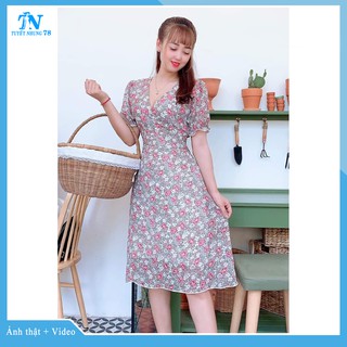 [XẢ KHO] Đầm hoa nhí 💙HÀNG LOẠI 1💙 Đầm hoa nhí cổ v voan lụa