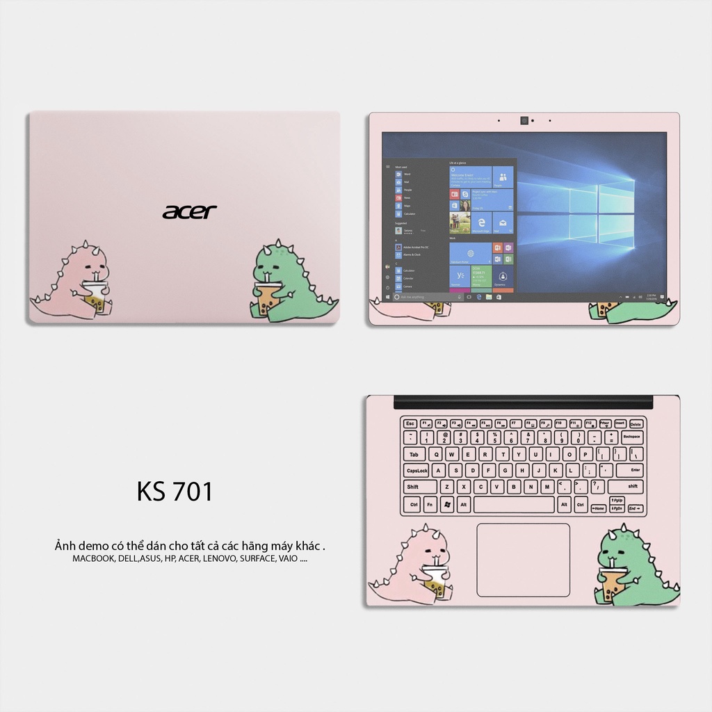 Skin Dán Laptop Mẫu Khủng Long Dễ Thương