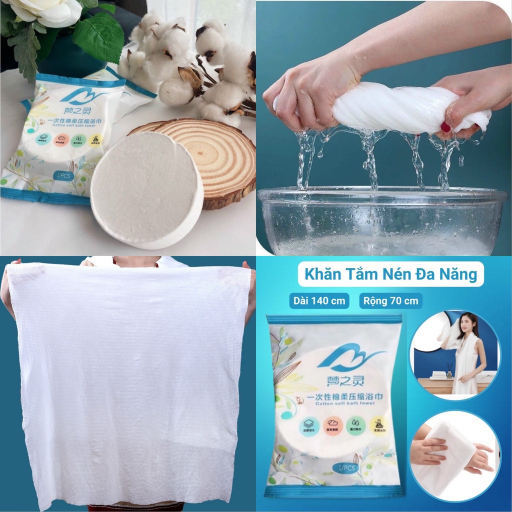 Khăn Tắm Dạng Nén 70x140cm - Sản Phẩm Chính Hãng