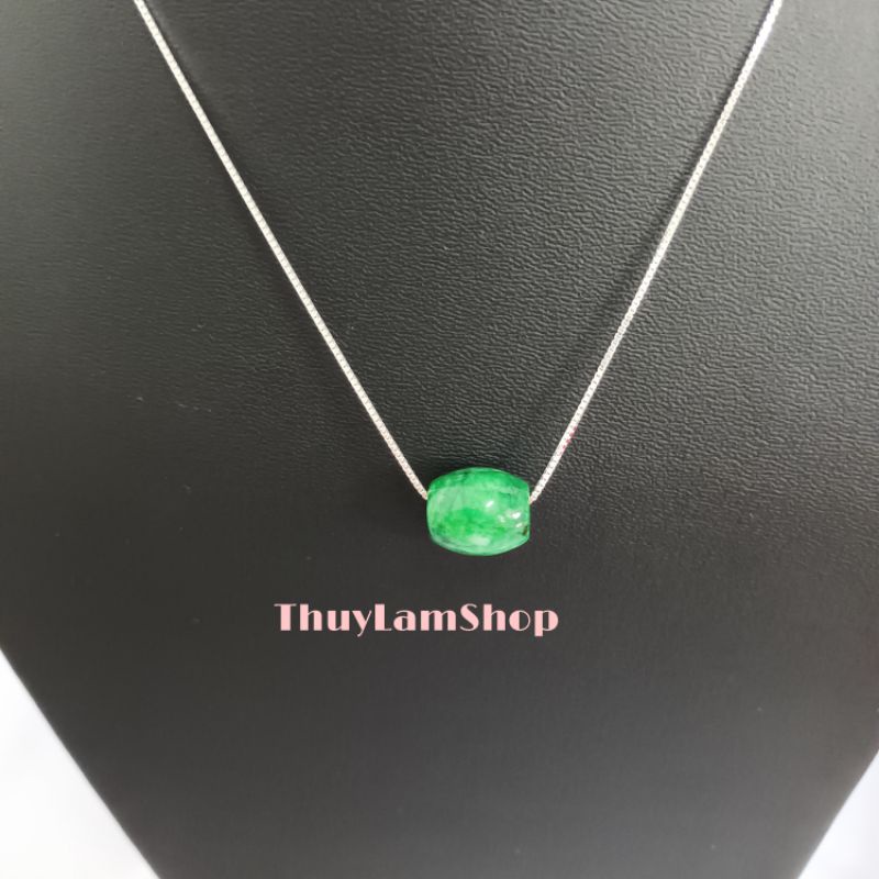 Vòng cổ dây chuyền bạc 925 vĩnh viễn bảo hành mix lu thống đá xanh đầu xuôi đuôi lọt