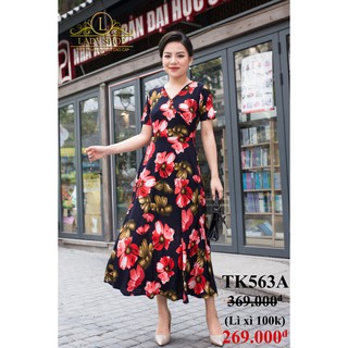 Váy Đầm trung niên cao cấp Ladyshop thiết kế thời trang thun tăm 4 chiều TK563