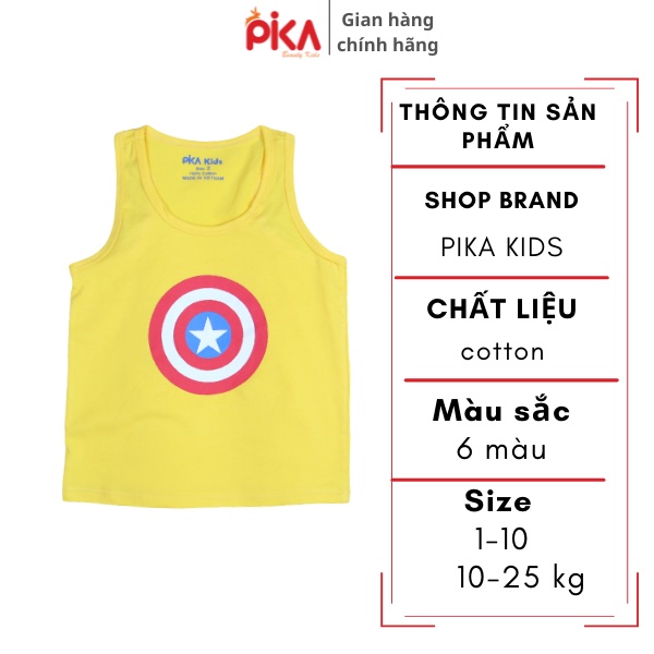 Áo thun ba lỗ cho bé trai  - Pika kids -in khiên chất liệu cotton - Quần áo trẻ em từ 10-25kg