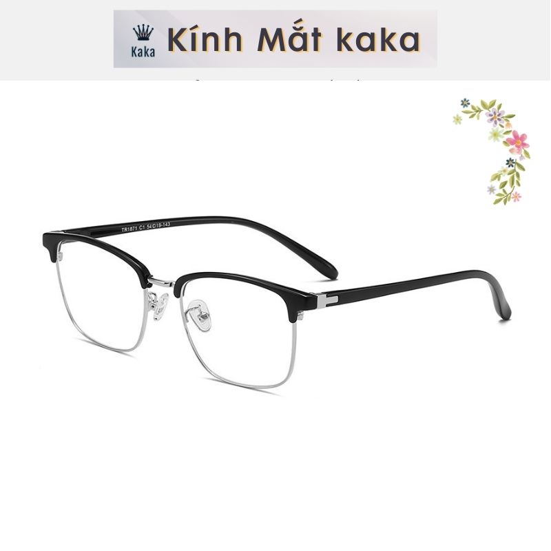 Gọng kính cận kim loại nam nữ kaka mắt vuông cơ bản dễ đeo màu sắc thời trang 03