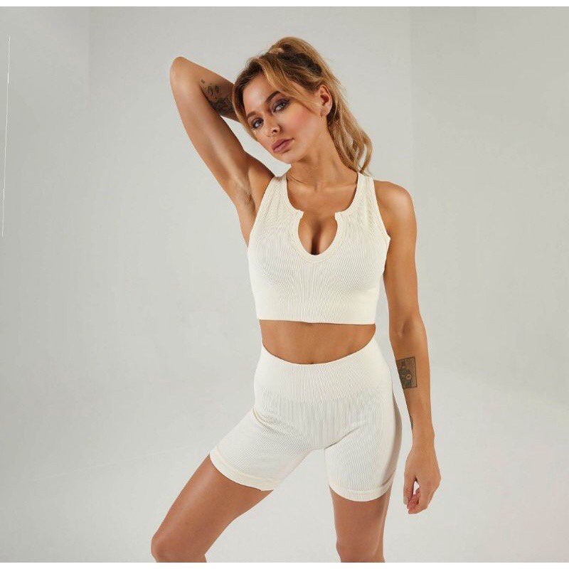 Bộ quần áo tập gym yoga nữ Áo bra có mút ngực, Quần legging nâng mông tập gym yoga aerobic fitness chạy bộ