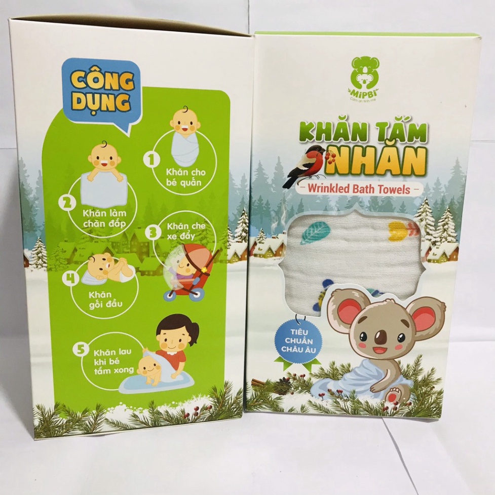 Khăn Tắm Nhăn Xô MIPBI  6 lớp siêu mềm cho bé