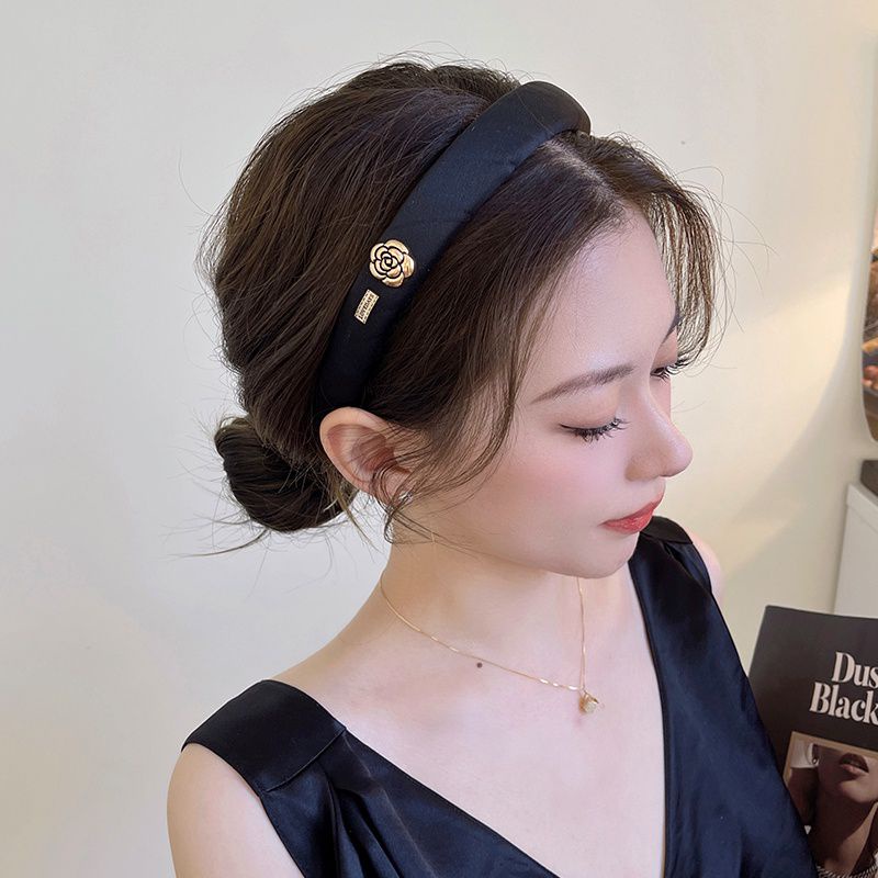 Băng Đô Cài Tóc Hoa Trà Đen Trắng Thời Trang Cao Cấp Cho Nữ