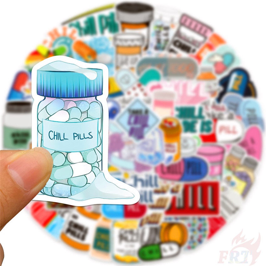 ❉ Nhãn Dán Thuốc Chill Series 01 ❉ Bộ 50 Sticker Chống Thấm Nước Họa Tiết Doodle Hợp Thời Trang