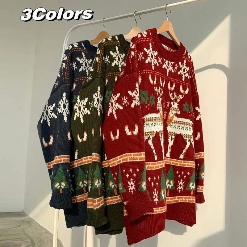 Áo Sweater Dệt Kim Dày Dáng Rộng Kiểu Hồng Kông Thời Trang Thu Đông Cho Các Cặp Đôi