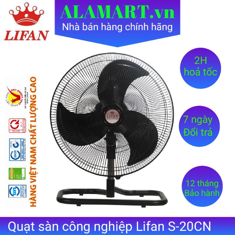 QUẠT SÀN CÔNG NGHIỆP LIFAN S-20CN sải cánh 500mm dùng cho không gian rộng quán cà phê quán ăn nhà xưởng 3 lá lớn quạt êm