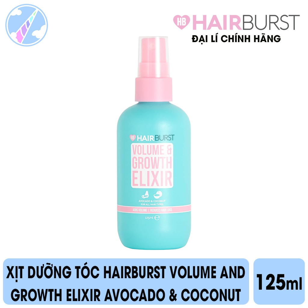 Xịt dưỡng tóc Hairburst Volume and growth elixir avocado &amp; coconut