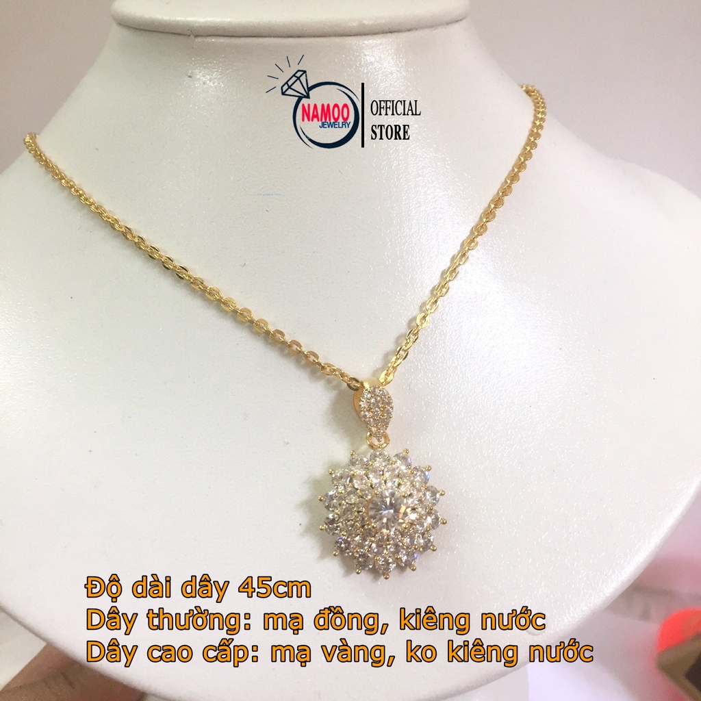 Dây Chuyền Nữ Mạ Vàng V646 mặt Hoa Đá Kết hợp Dây Xích Dài Dây 45cm