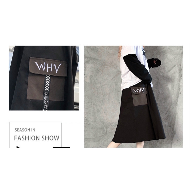 Chân Váy Chữ A Vải Cotton Phối Túi Cá Tính | BigBuy360 - bigbuy360.vn