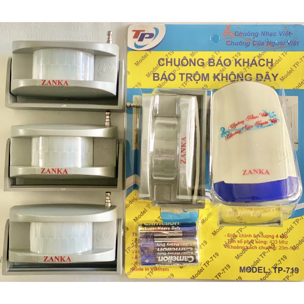 Bộ 4 mắt cảm ứng hồng ngoại 1 chuông báo khách báo trộm TP-719 -CHUÔNG NHẠC VIỆT CHUÔNG CỦA NGƯỜI VIỆT