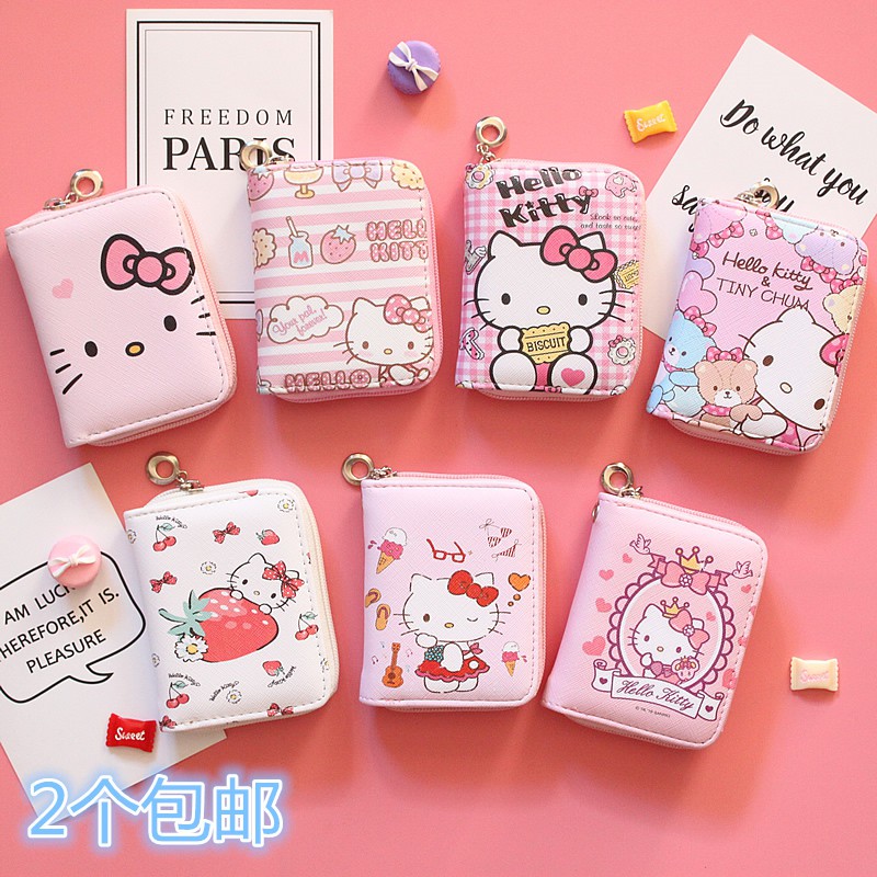 Ví Ngắn Nữ Cầm Tay Hello Kitty Màu Hồng Xinh Xắn Đựng Vừa Giấy Tờ Tùy Thân !