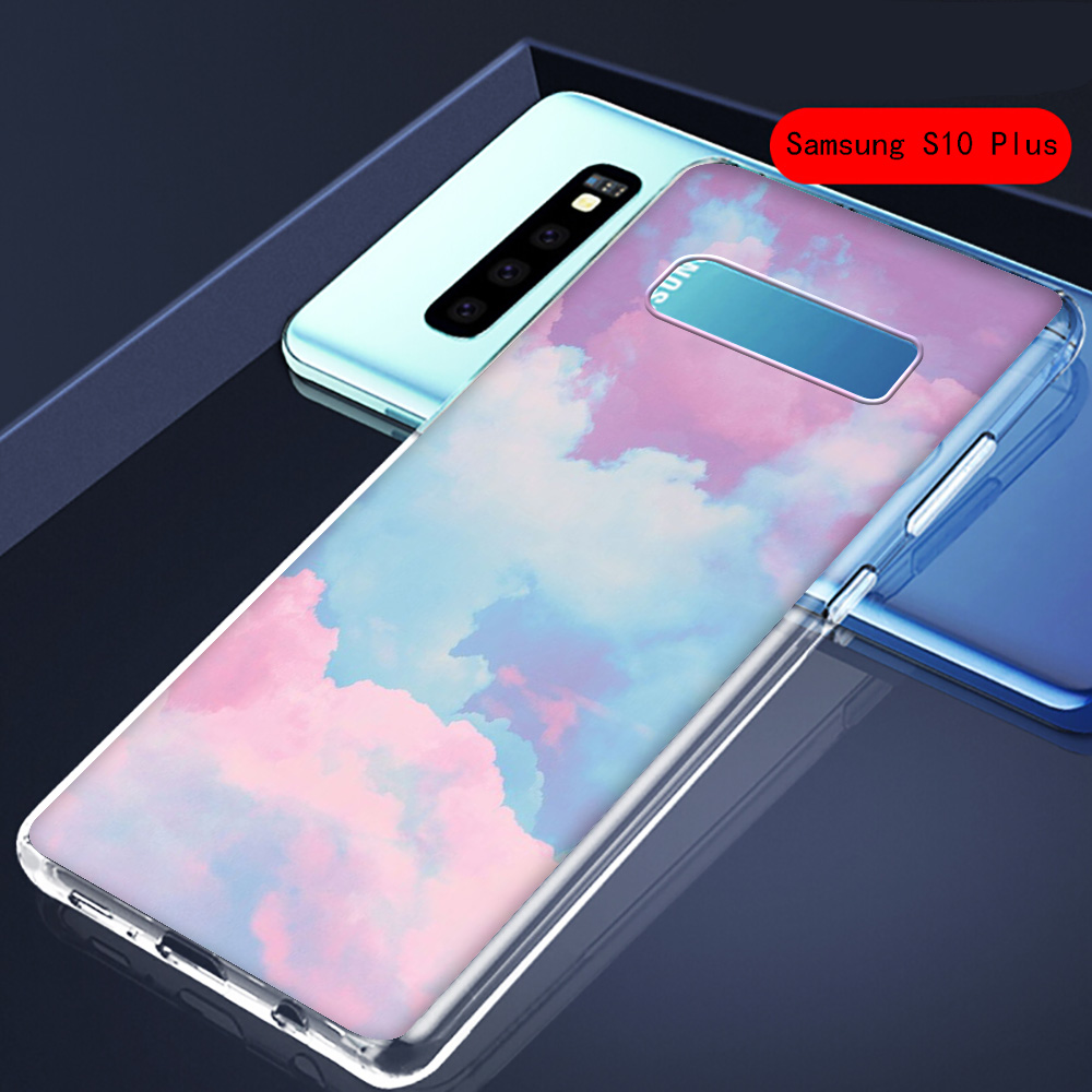 Ốp Điện Thoại Trong Suốt Họa Tiết Mây Hồng Ngọt Ngào Cho Samsung J4 Core J6 J8 Note 8 9 10 Lite Plus Prime 2018 C141