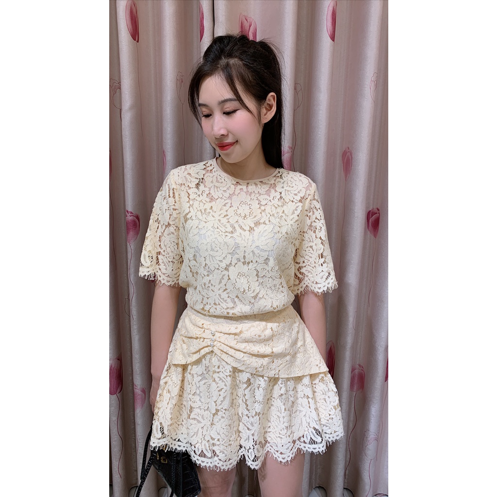 Set ren rời chất ren xịn - set bộ ren nữ chân váy đính cách điệu siêu xinh