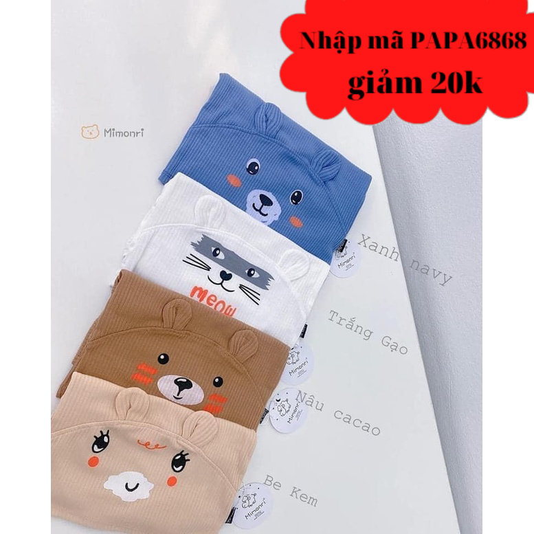 Bộ Dài Tay THUN GÂN MINKY MOM Họa Tiết TAI GẤU Cute Cho Bé, Bộ quần áo dài tay cho bé trai bé gái từ 5-18kg