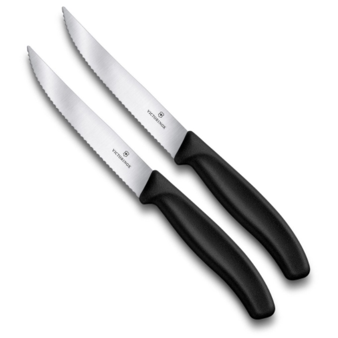 Dao bít tết Victorinox đen lưỡi răng cưa 12cm Thuỵ Sĩ mũi nhọn tiện lợi - Shop Viloet