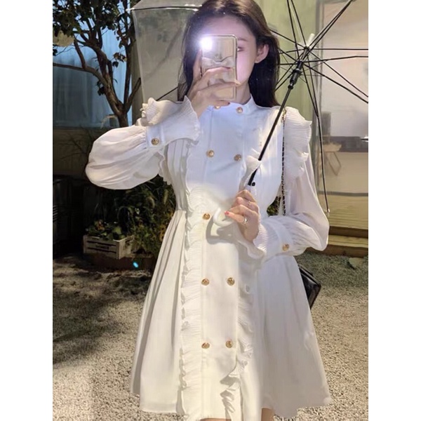 Áo/váy tiểu thư chất sơ mi lụa phối khuy sang chảnh #váy #vaytieuthu #aosomi